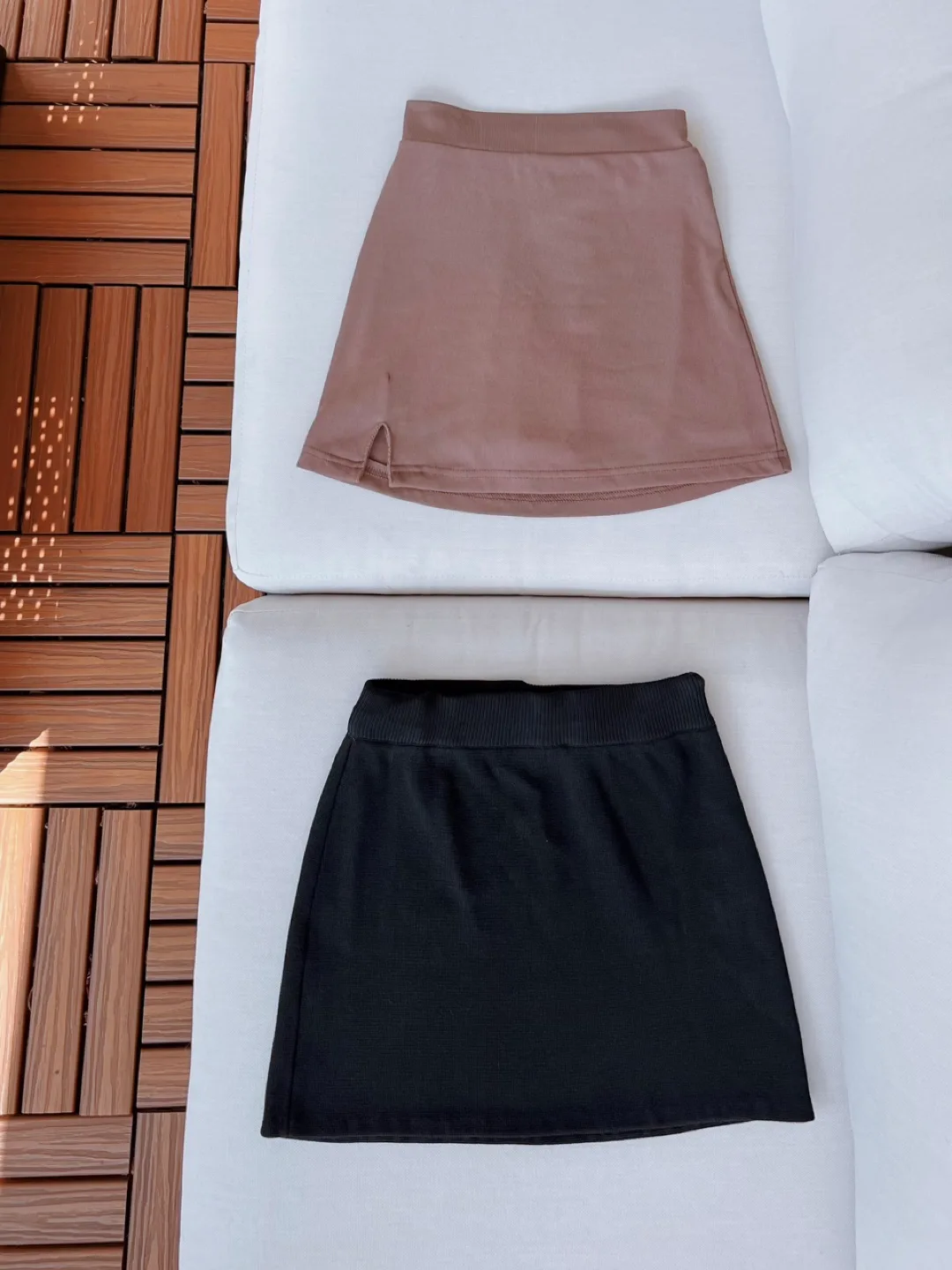 Two Stretchy Mini Skirts - Size S $10 each $15 for both thumbnail