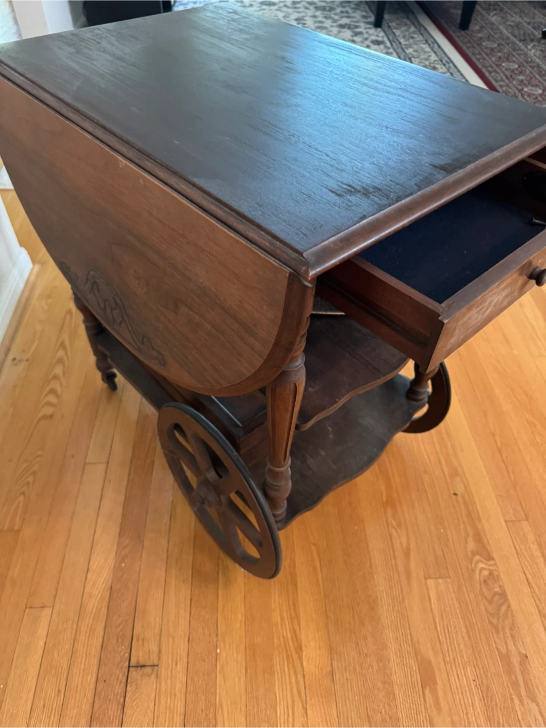 Wooden Tea Cart with Wheels - photo 2
