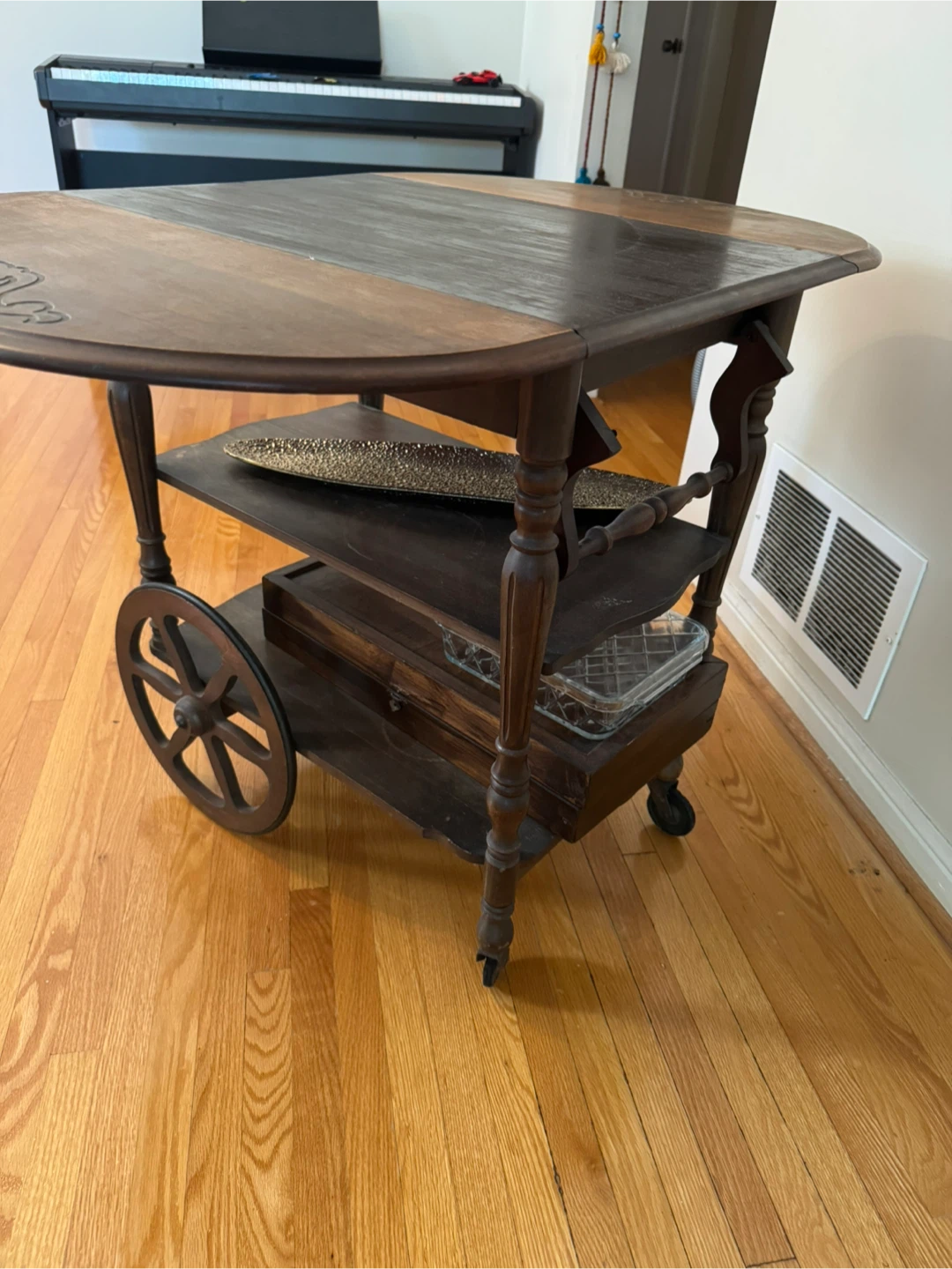 Wooden Tea Cart with Wheels