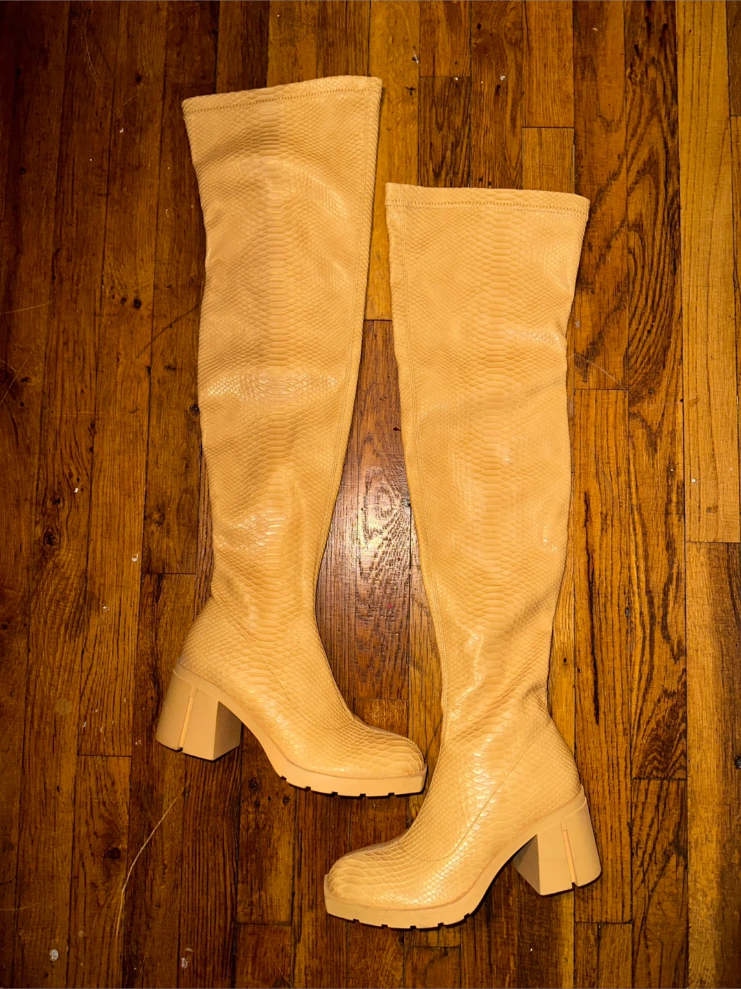 Azalea Wang Faux Croc  Thigh High Boots