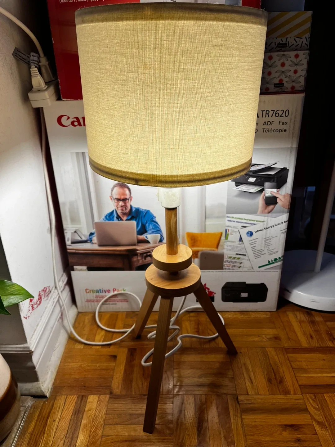 Table Lamp with Linen Shade 2ft tall thumbnail