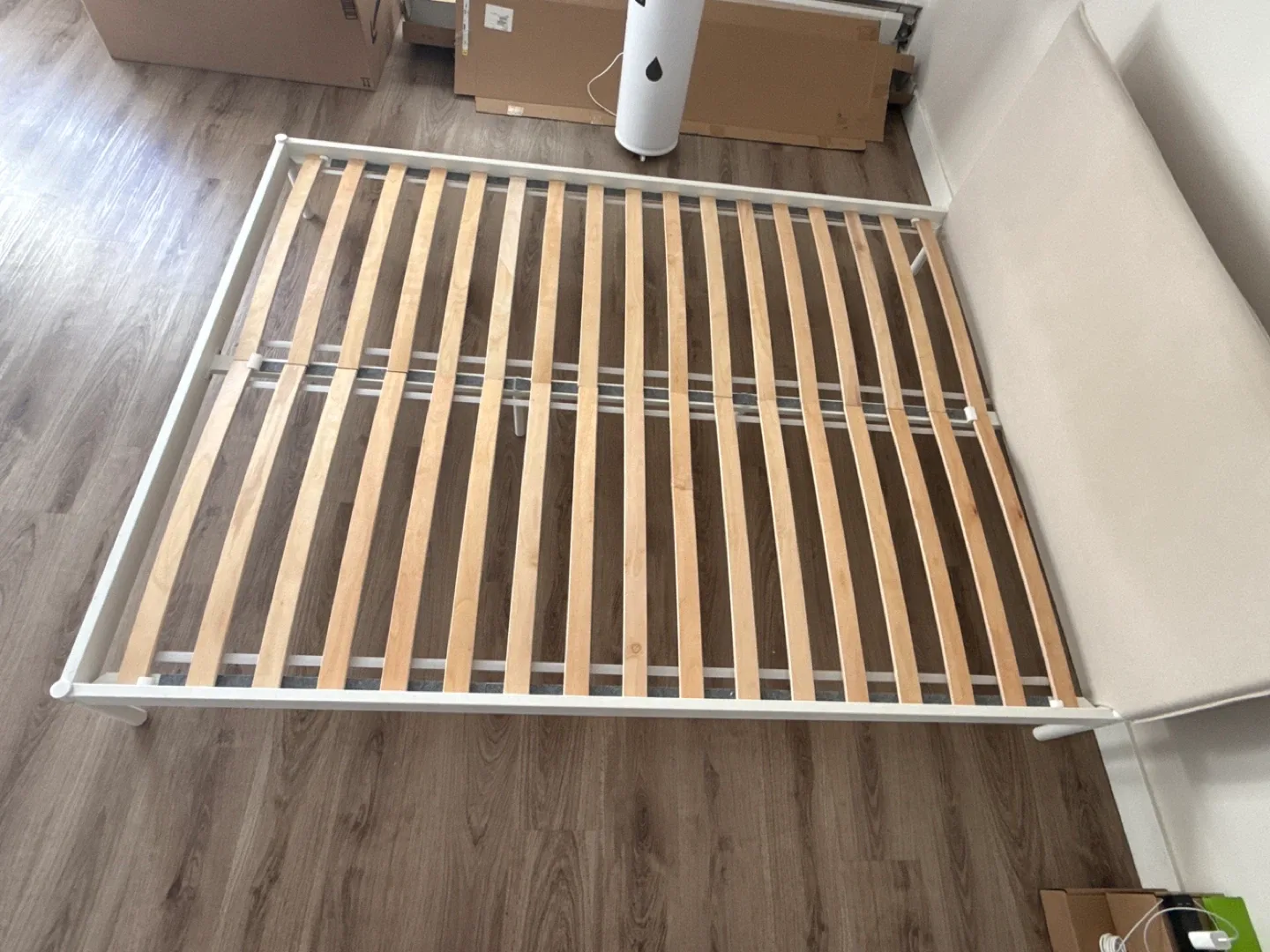 IKEA KLEPPSTAD Bed frame, white/Vissle beige, Queen image indicator(4)