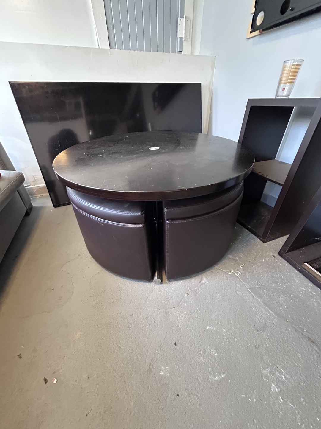 Round Dining Table with 4 Storage Chairs