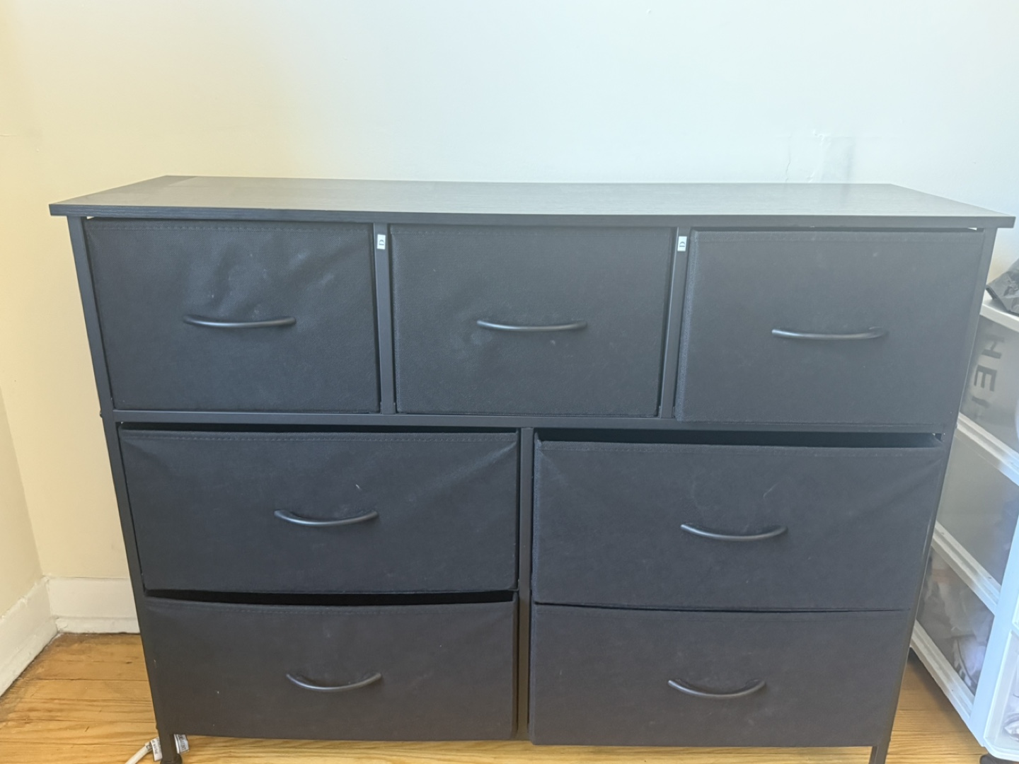 Black Fabric 6-Drawer Dresser