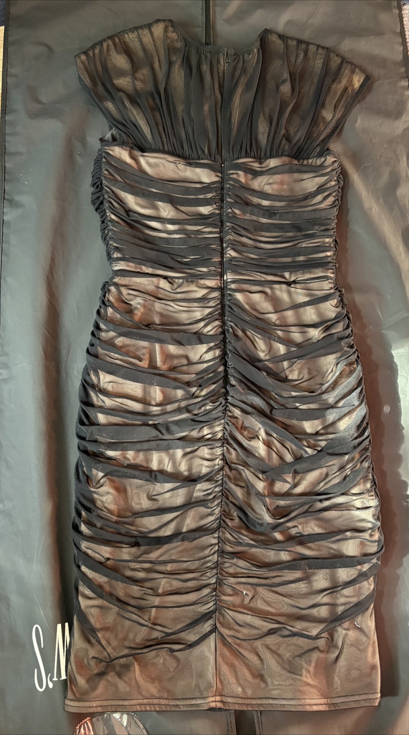 Tadashi Shoji Ruched Black Dress - Size S - photo 3