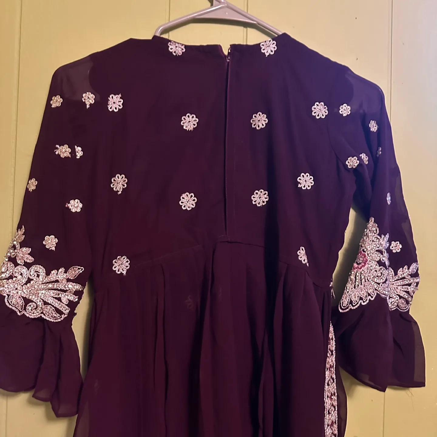 Burgundy Embellished Dress & Pants image indicator(4)