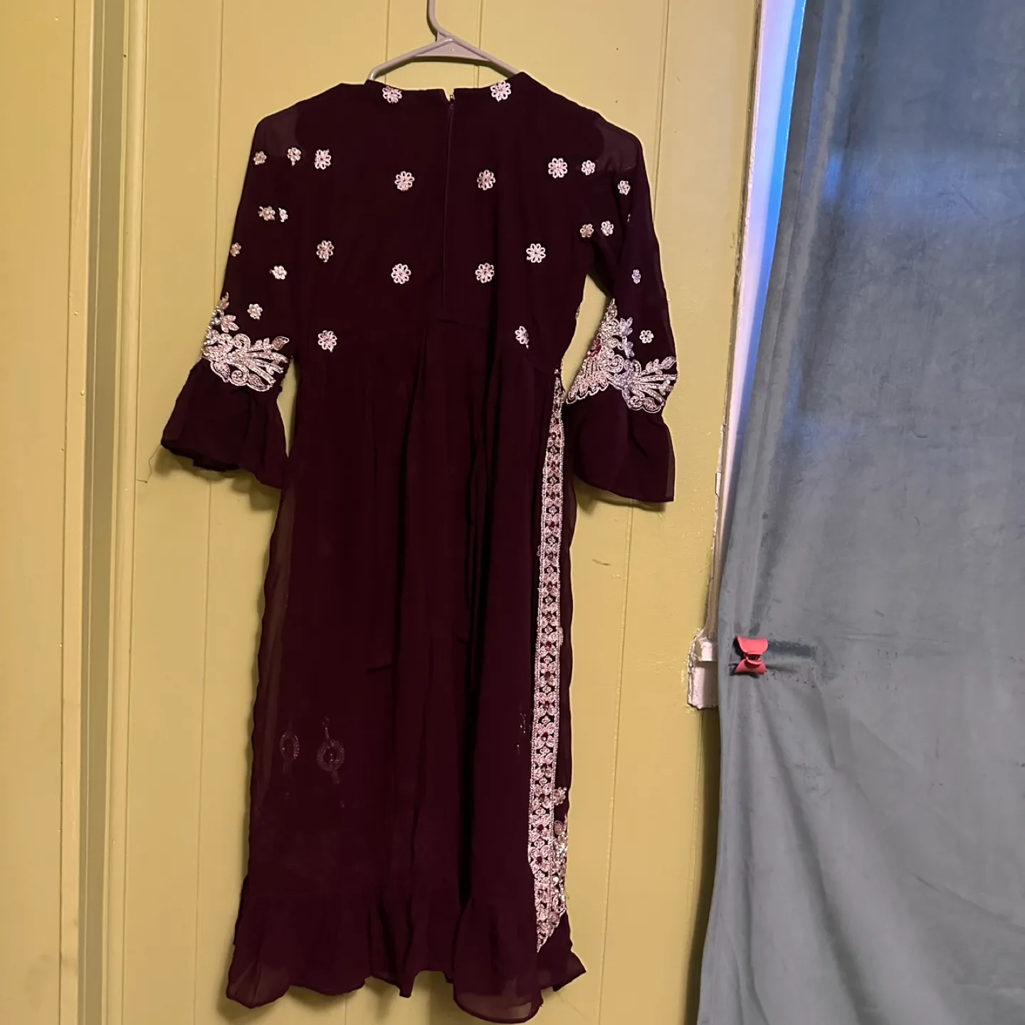 Burgundy Embellished Dress & Pants image indicator(3)