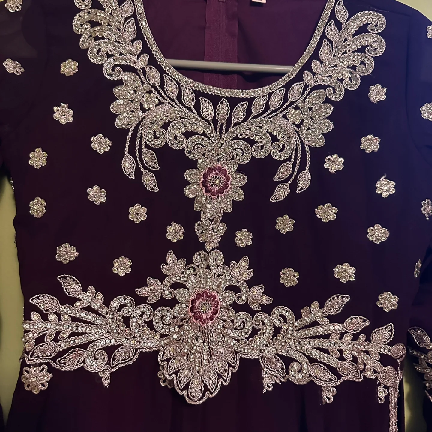 Burgundy Embellished Dress & Pants image indicator(2)