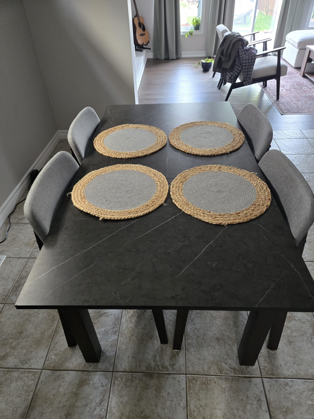 Dining Table with 4 Chairs - Dark Grey - photo 2
