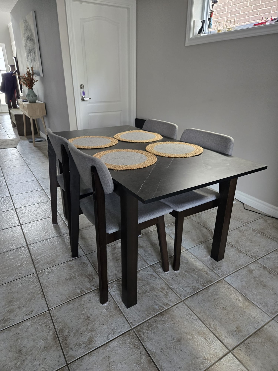 Dining Table with 4 Chairs - Dark Grey