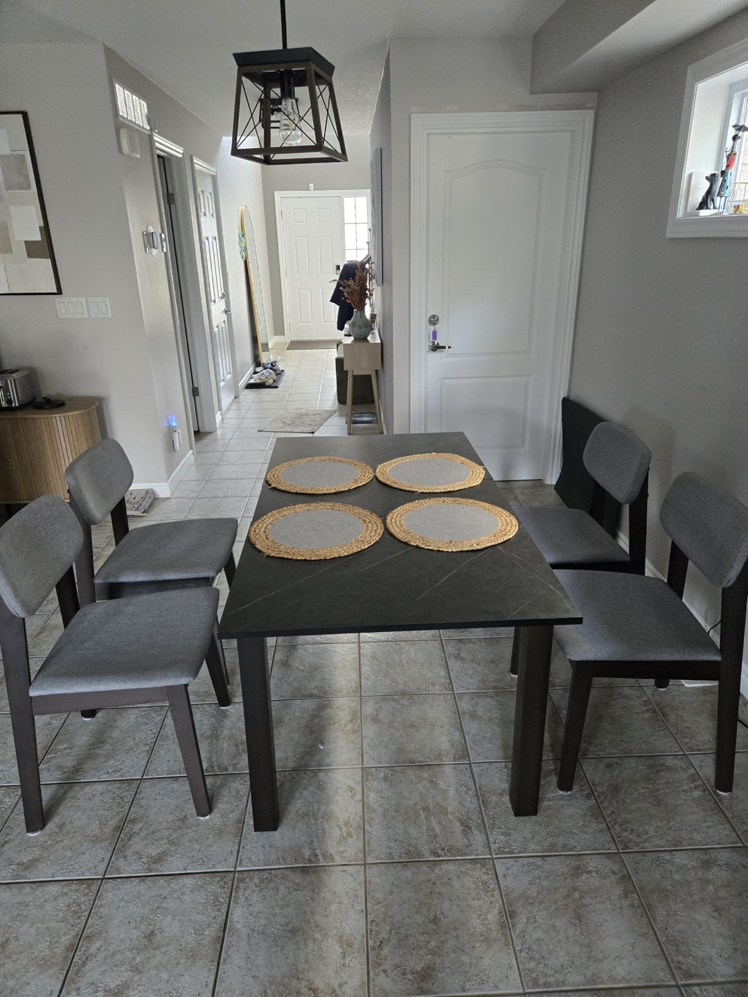 Dining Table with 4 Chairs - Dark Grey - photo 3