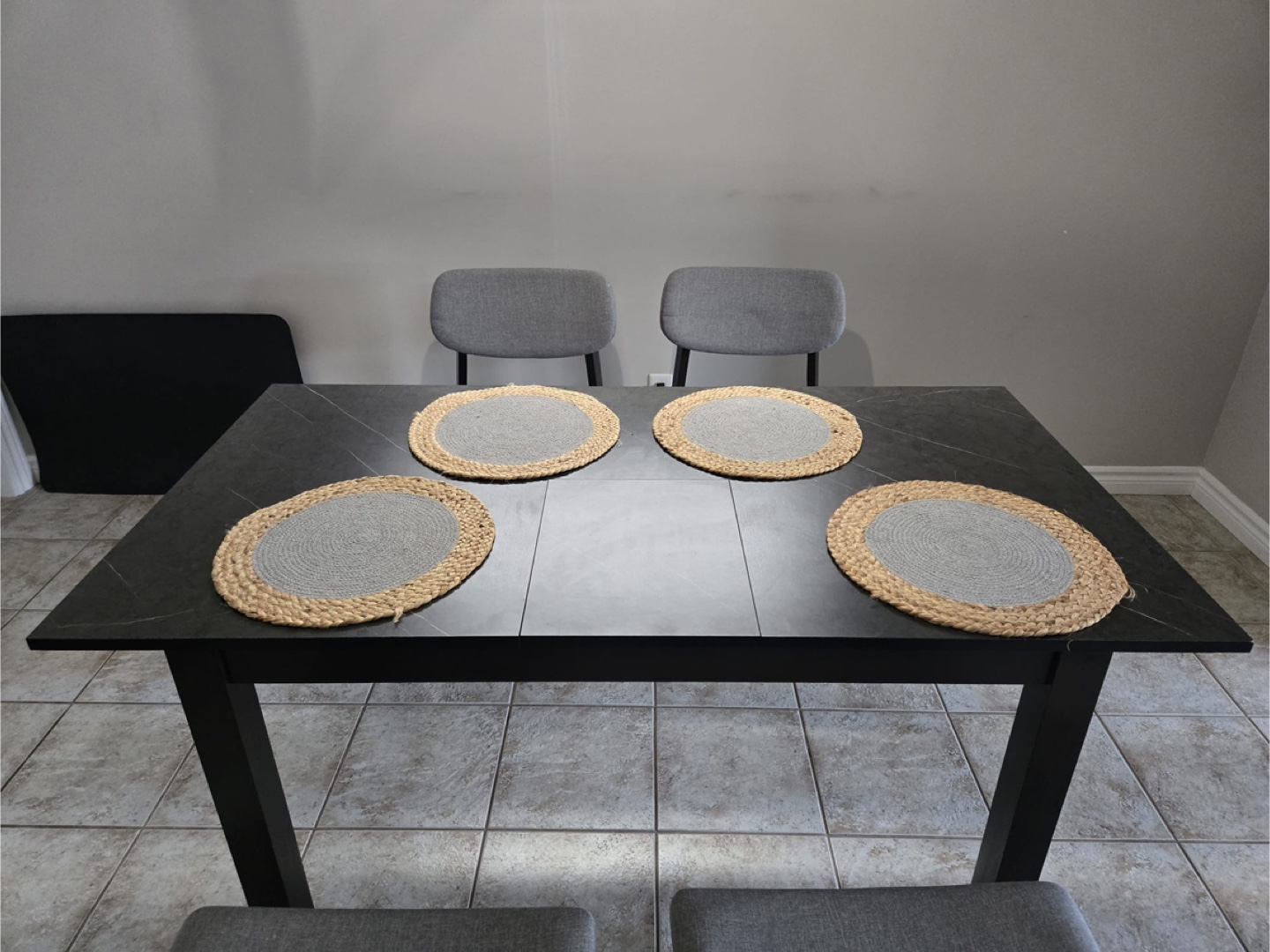 Dining Table with 4 Chairs - Dark Grey - photo 4