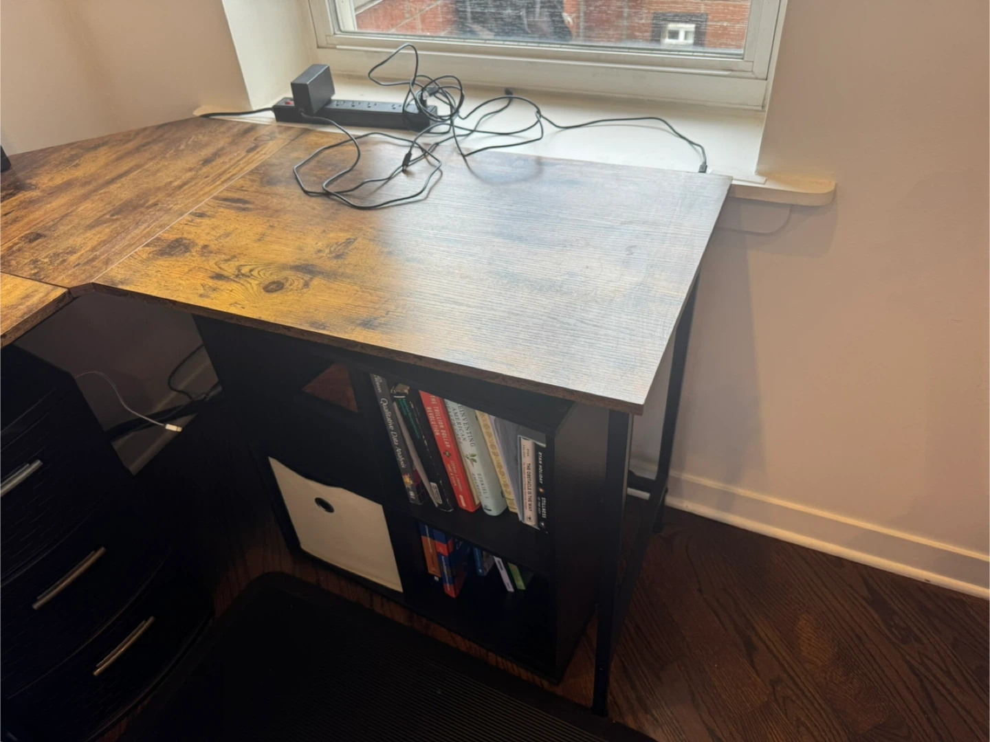 L-Shaped Corner Desk with Storage - photo 3