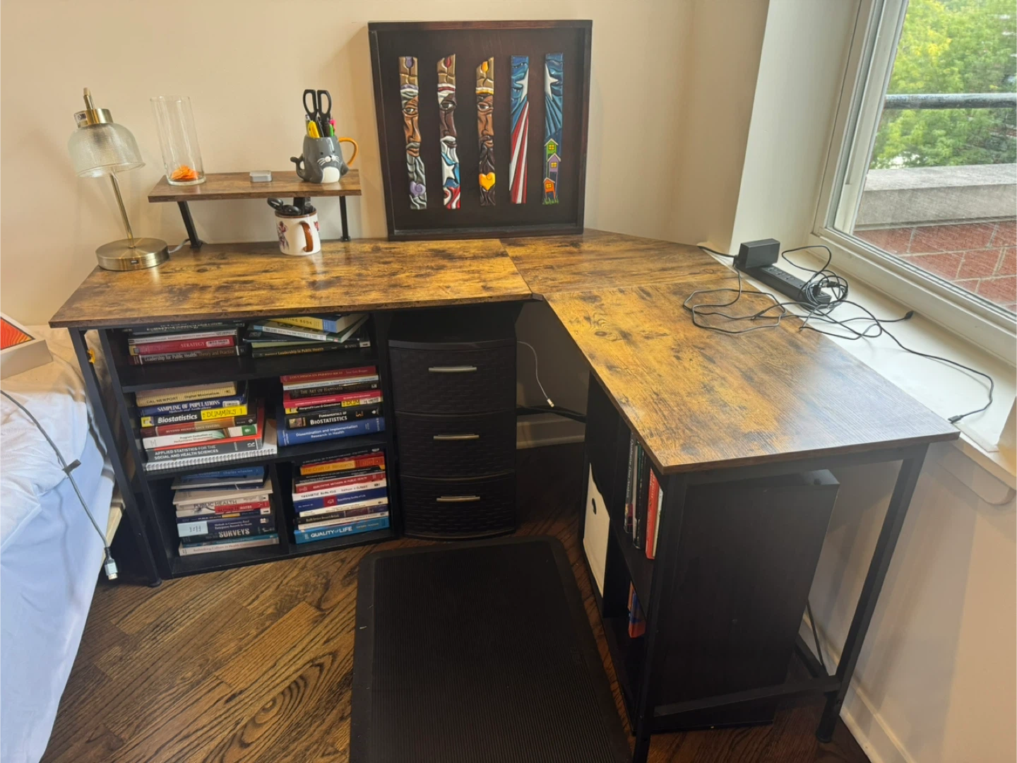 L-Shaped Corner Desk with Storage