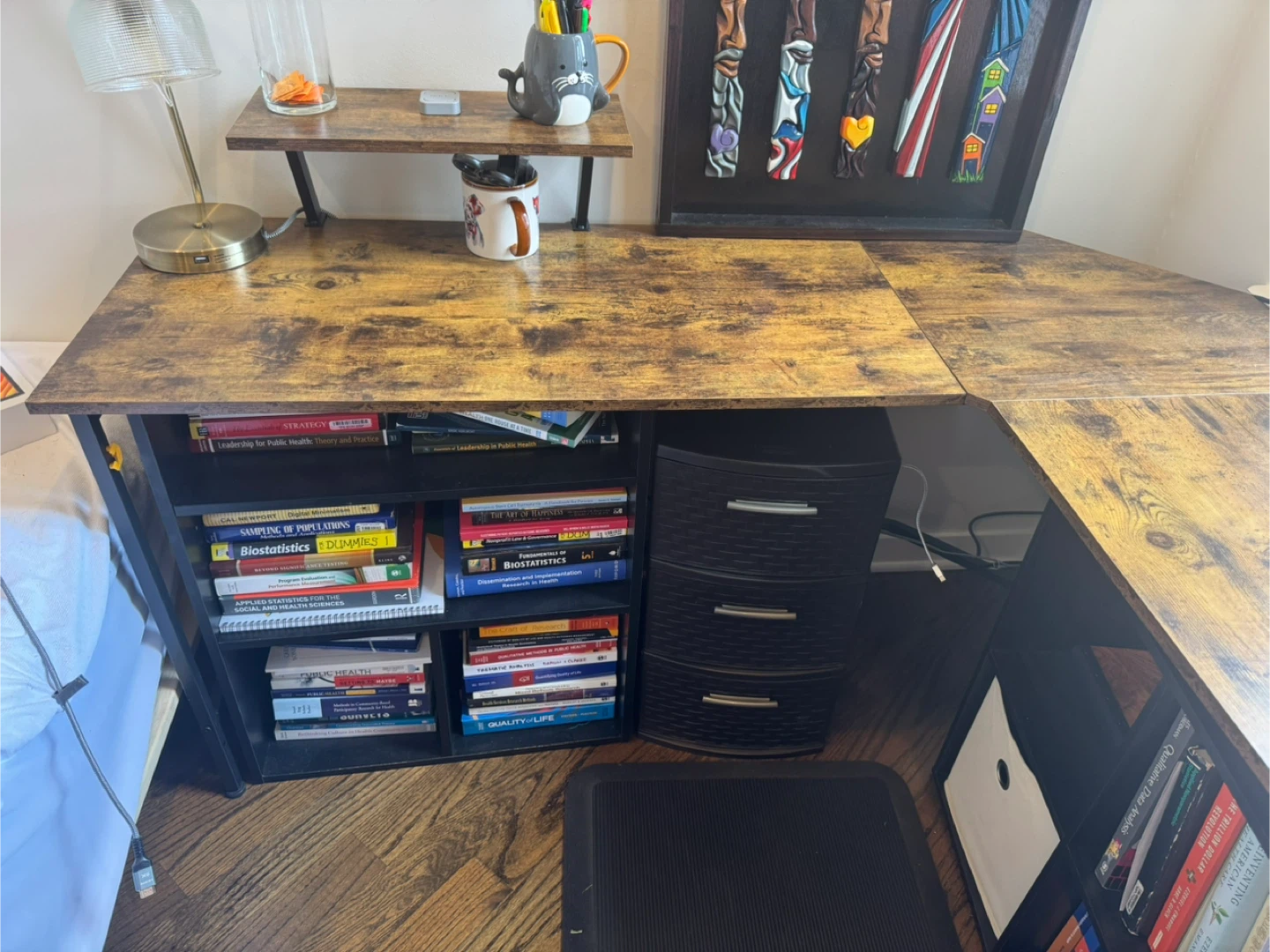 L-Shaped Corner Desk with Storage - photo 2