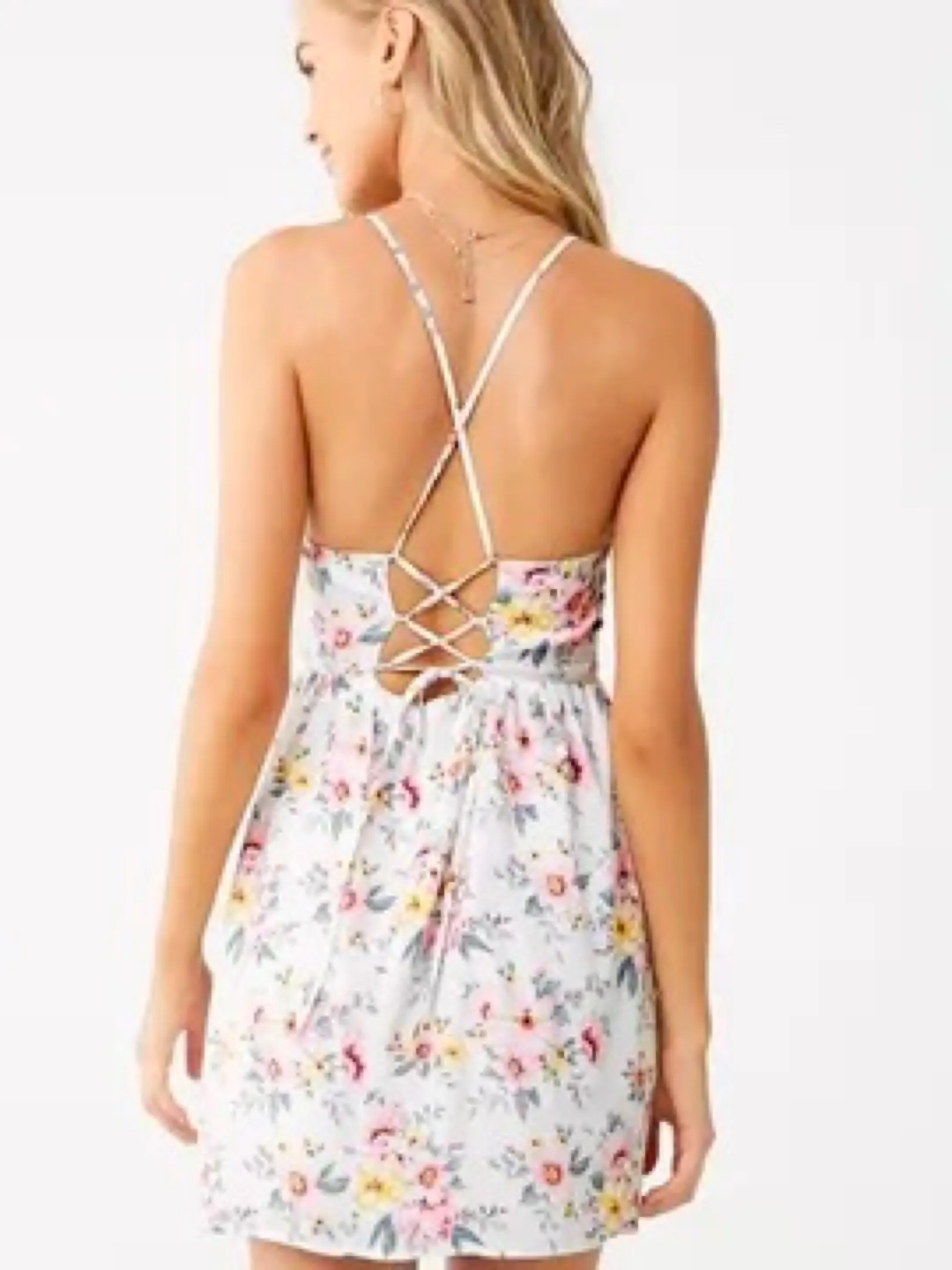 Vintage inspired Romantic Floral print 🌸🌺 Cross back dress New image indicator(2)