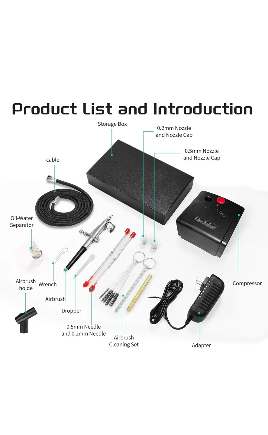 Gocheer Airbrush Kit with Compressor - Like New! image indicator(3)