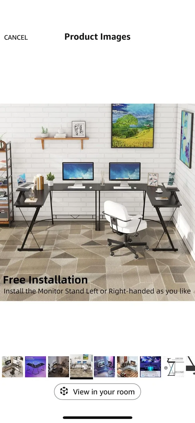 L-Shaped Corner Desk with Monitor Shelf image indicator(4)