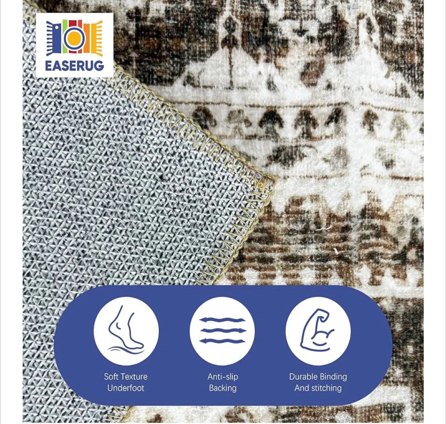 New EASERUG machine washable rug 5x3 area rug  🥕 image indicator(2)