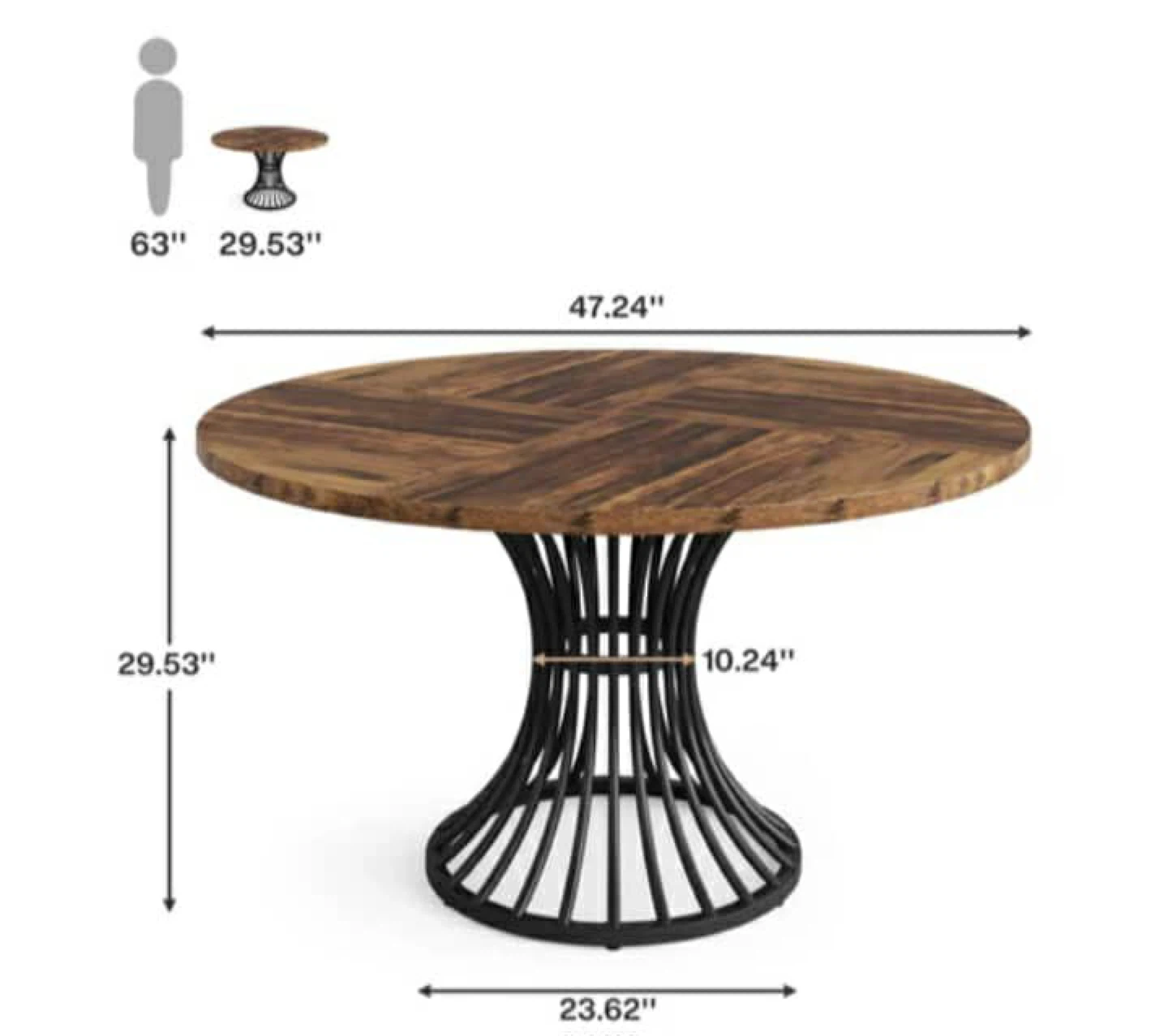 Round Dining Table - 47.24" Diameter - photo 4