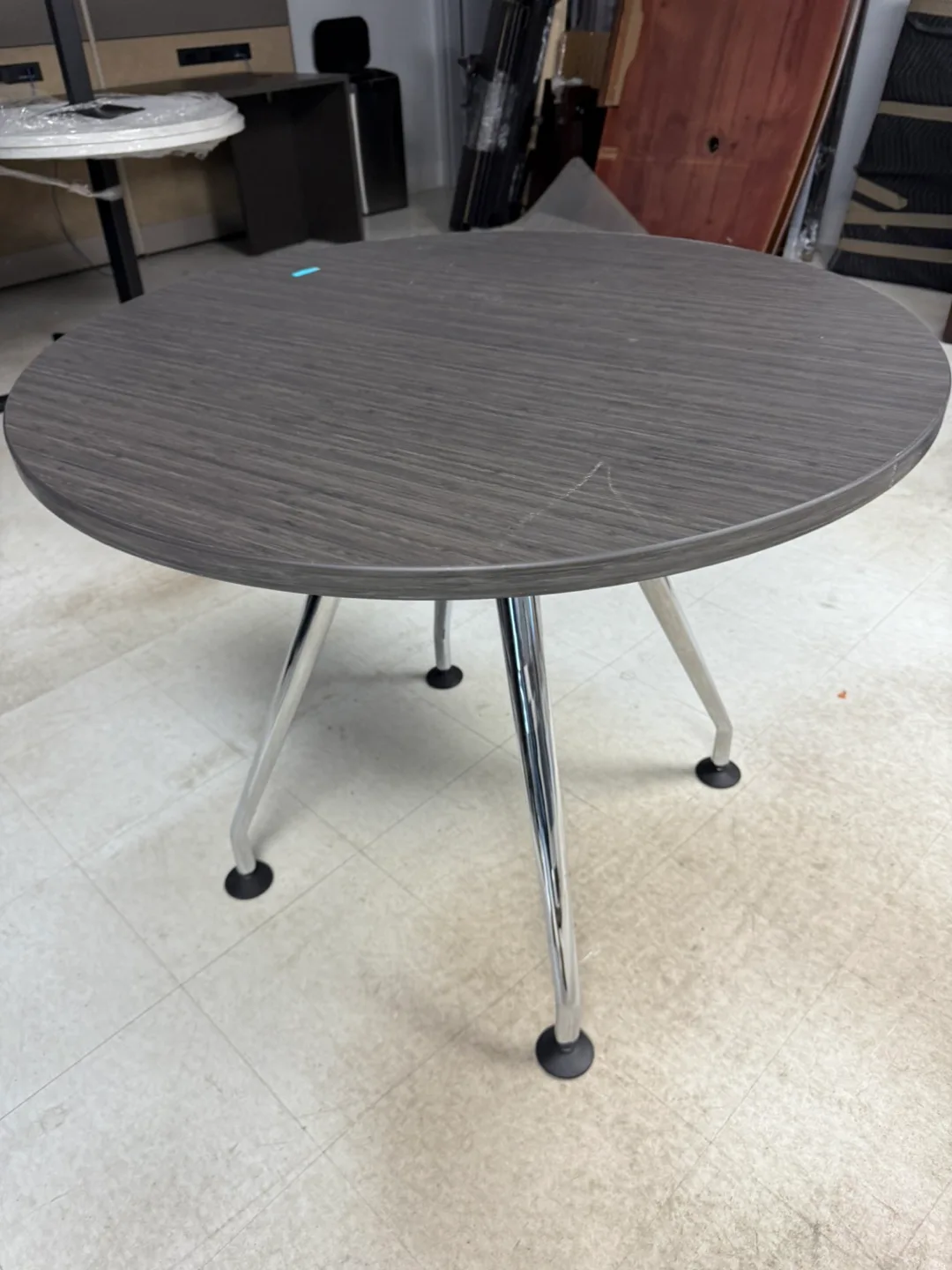 Round Table - Grey Woodgrain Top thumbnail
