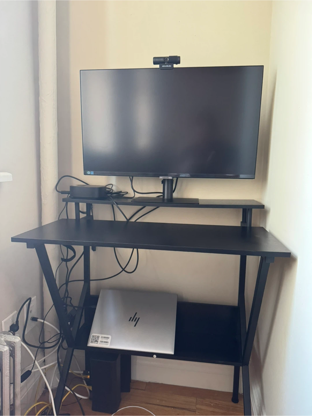 Black Computer Desk with Shelves