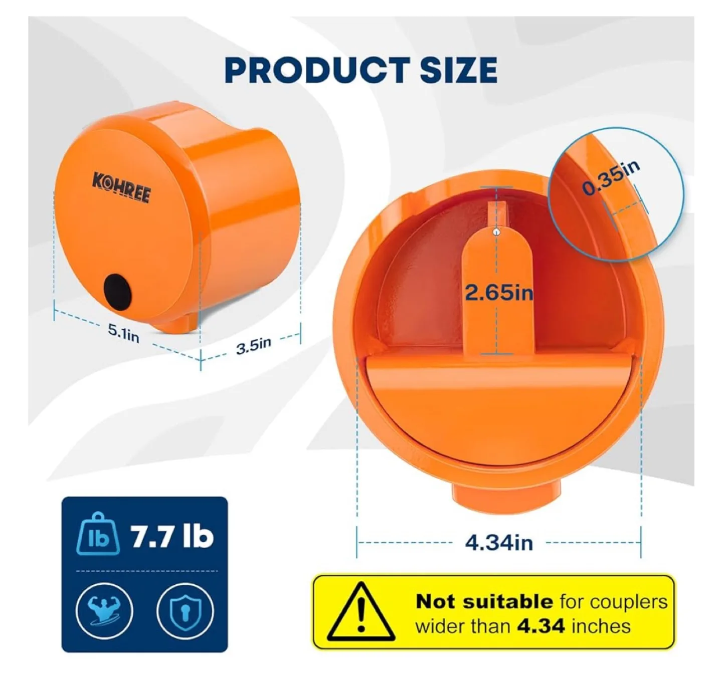 New KOHREE Trailer Hitch Lock - Orange image indicator(5)