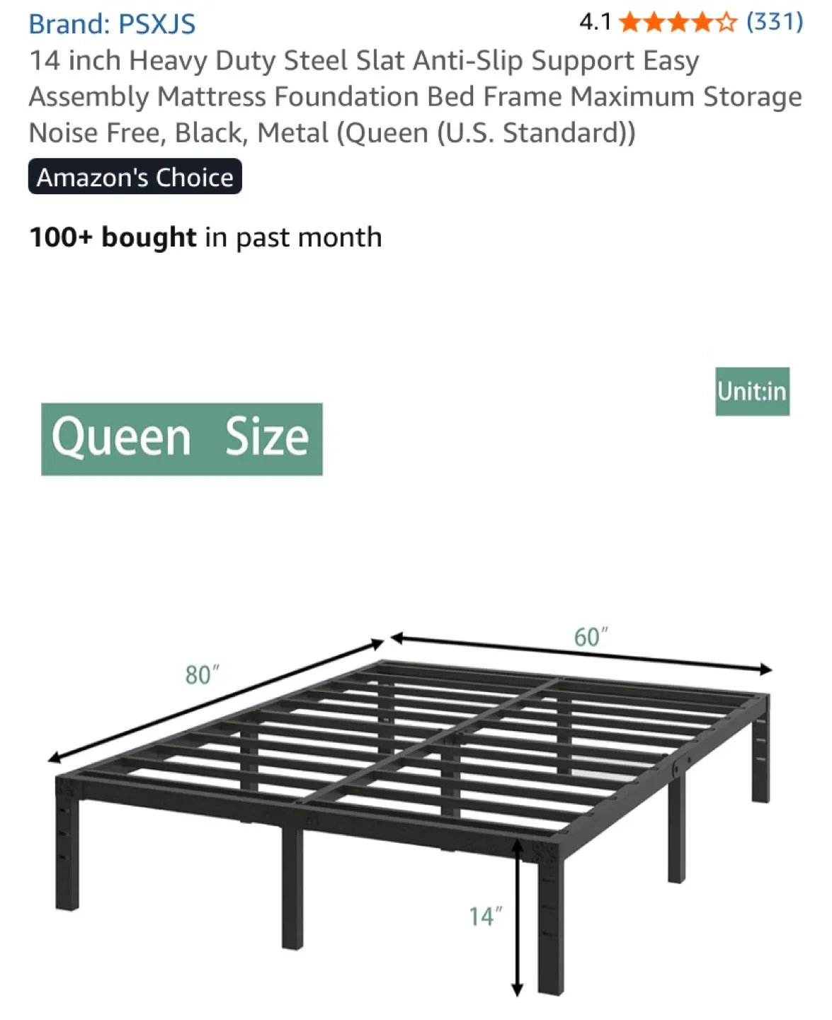 PSXJS Queen Size Bed Frame