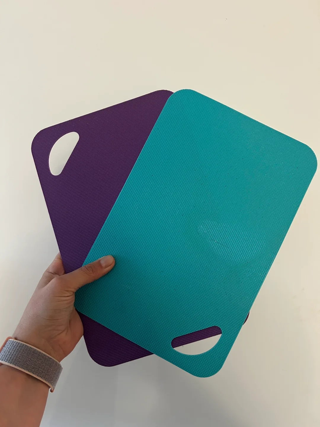 Two Plastic Cutting Boards - Purple & Teal thumbnail