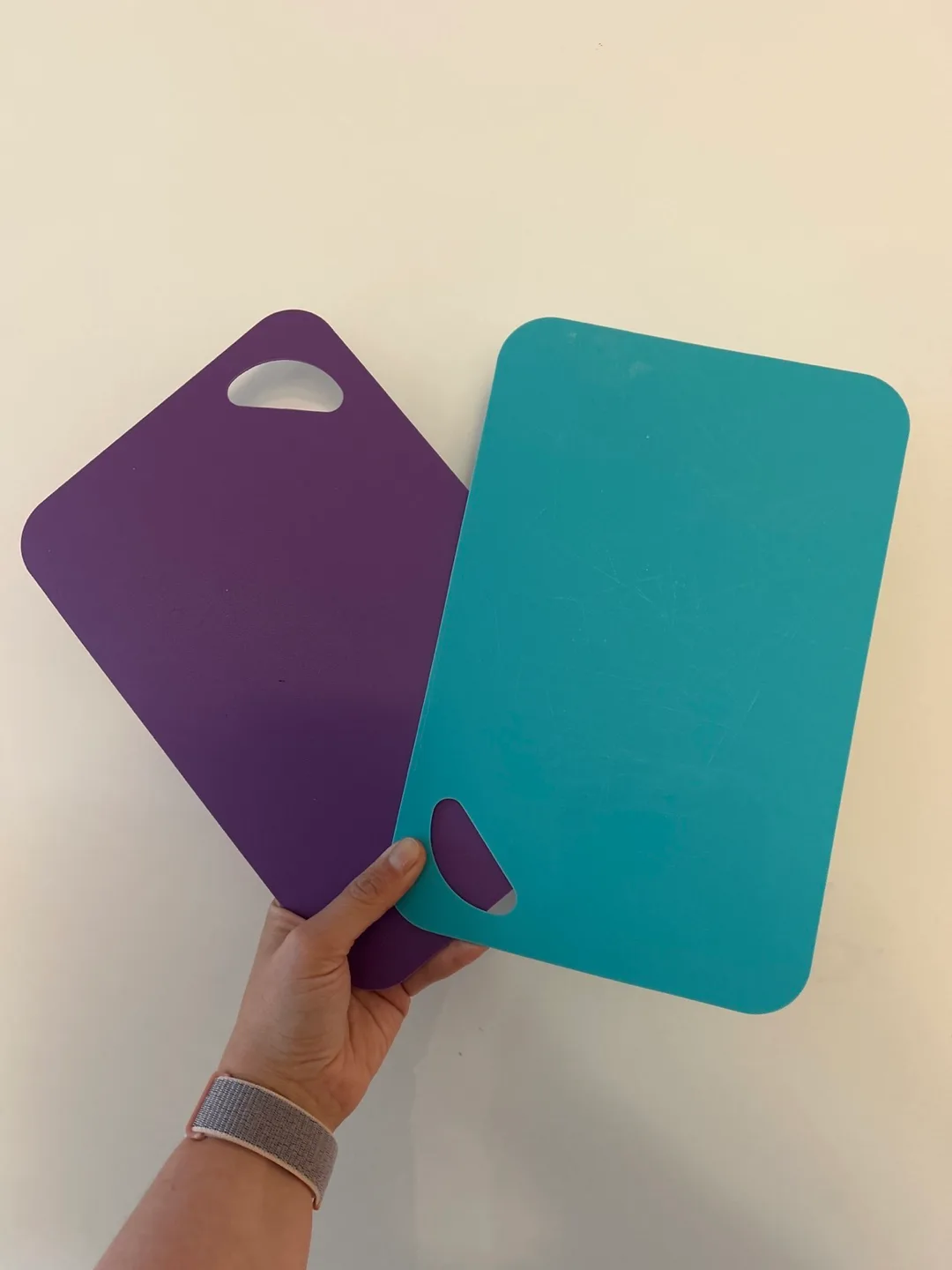 Two Plastic Cutting Boards - Purple & Teal image indicator(2)
