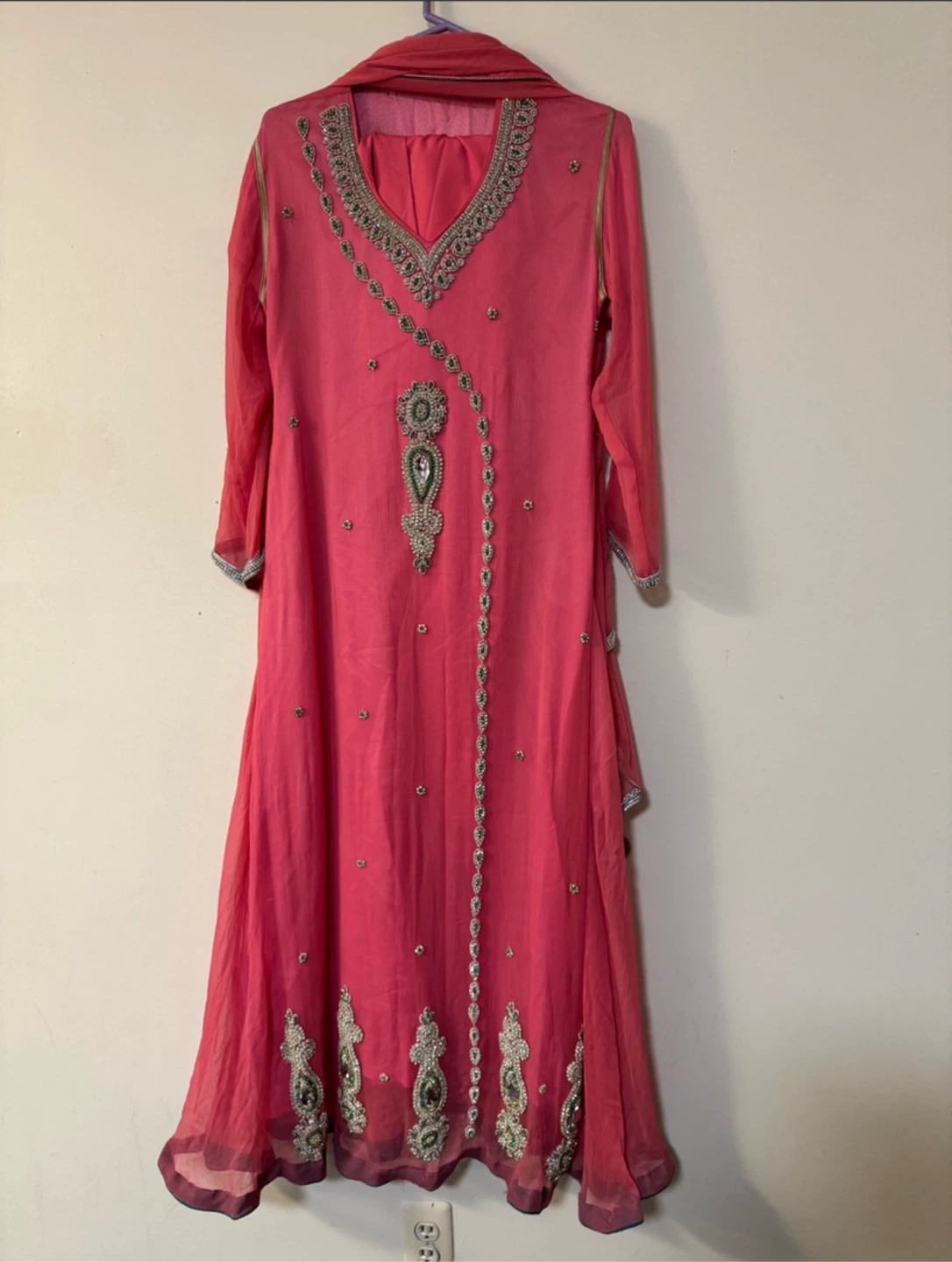 Pink Embroidered maxi Suit