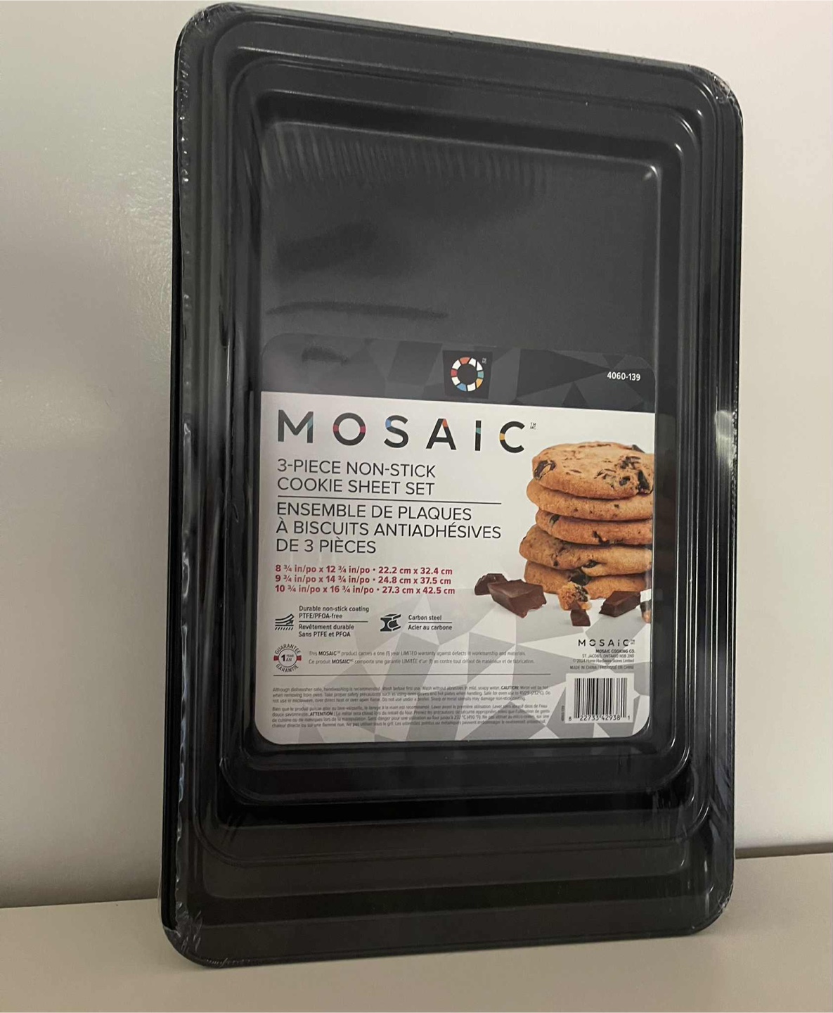 $40 Mosaic 3-Piece Non-Stick Cookie Sheet Set - New
