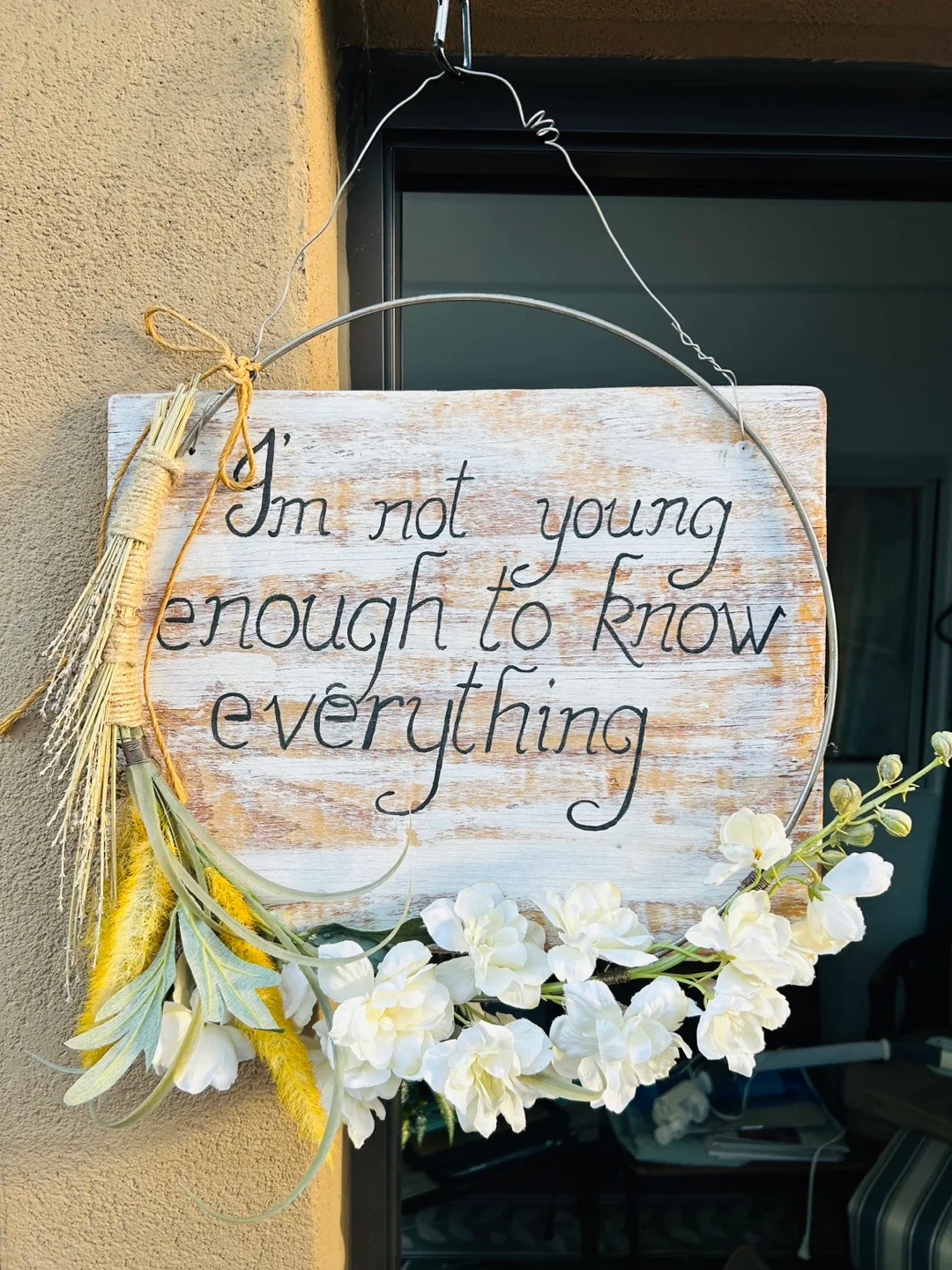 Handmade Floral Wreath Sign - 'Not Young Enough' image indicator(2)
