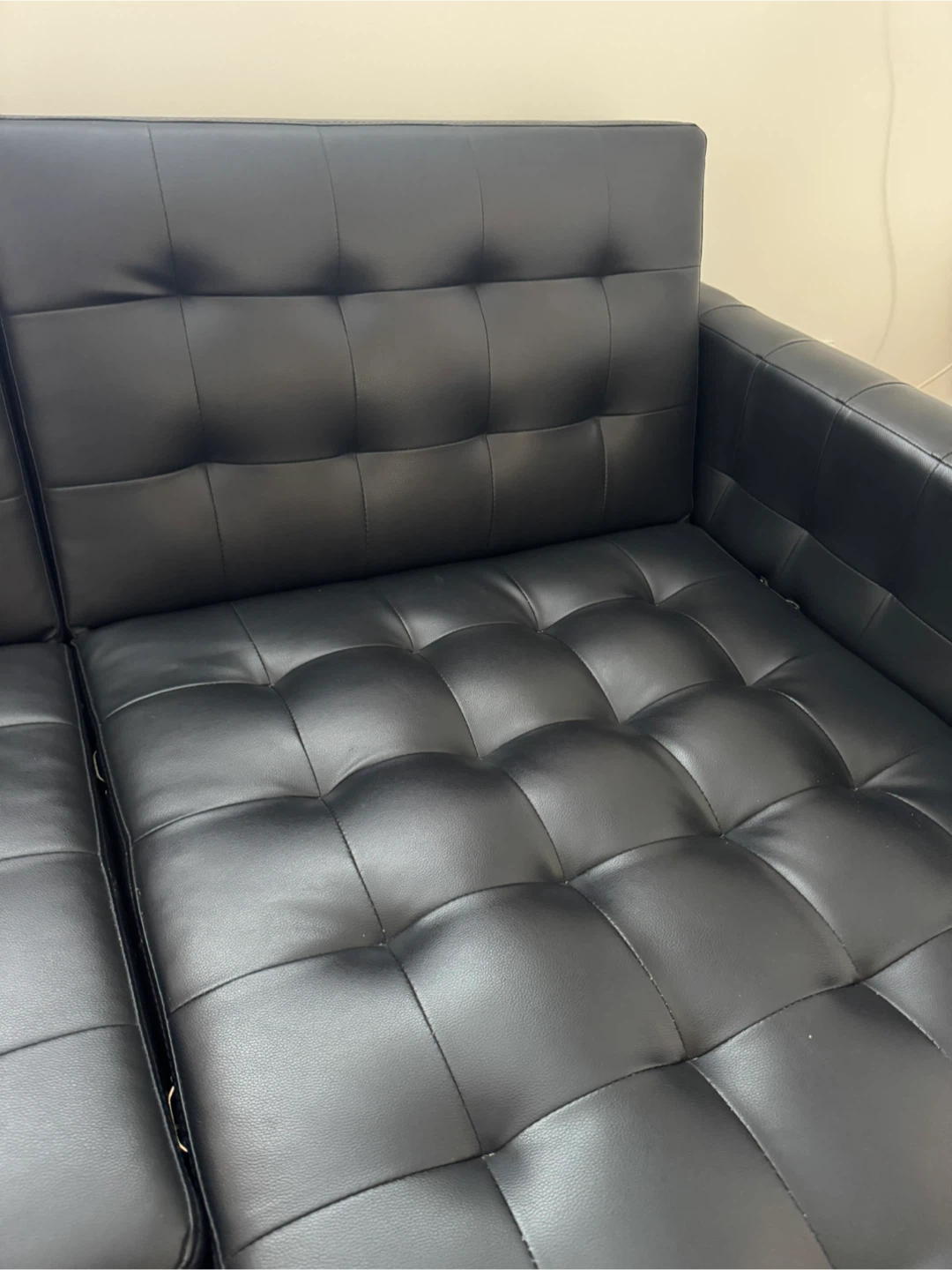 Black Faux Leather Sectional Sofa/bed - photo 4