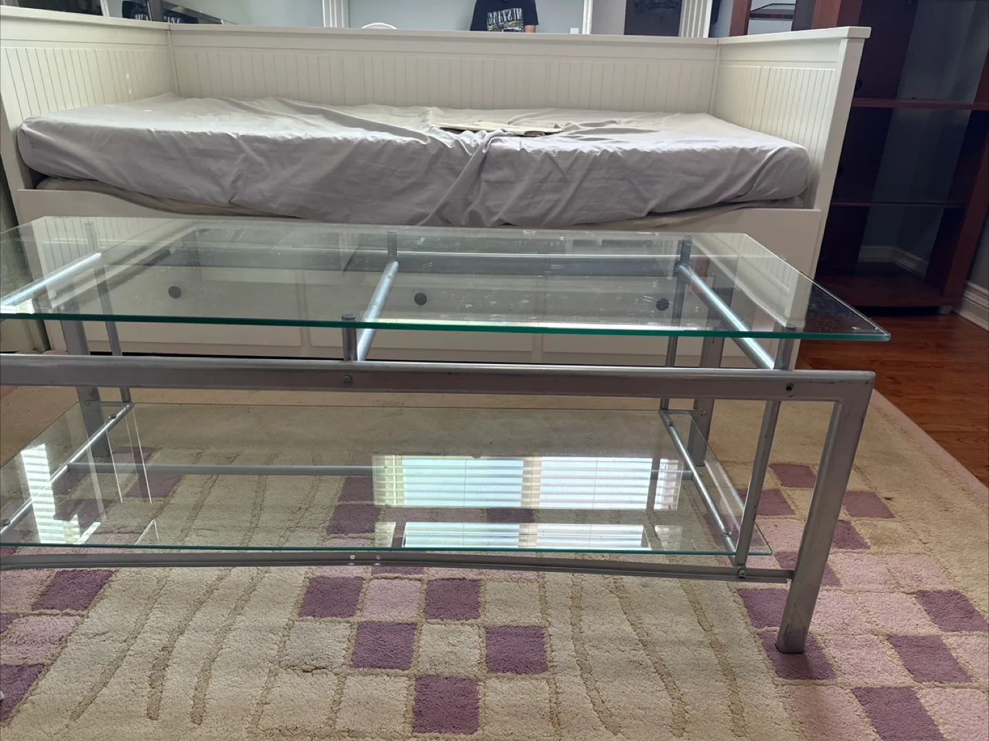 Glass Coffee Table with Silver Frame thumbnail