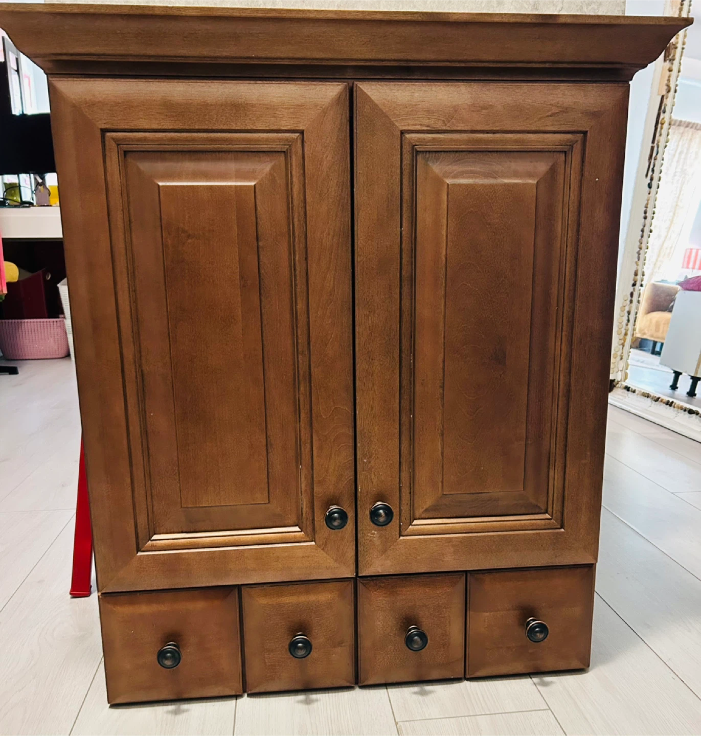 Brown Wooden Cabinet with Drawers - photo 3