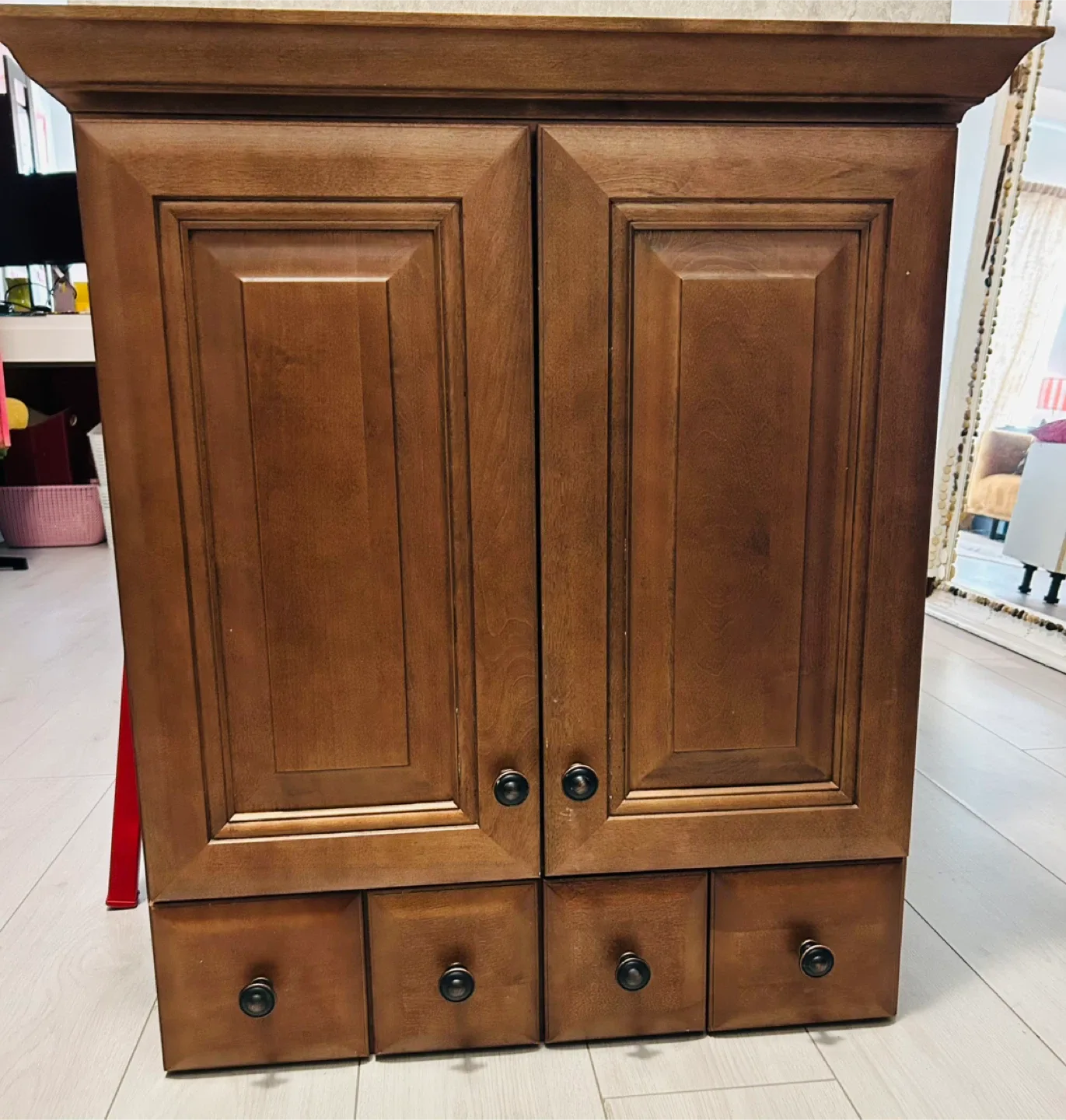 Brown Wooden Cabinet with Drawers image indicator(3)