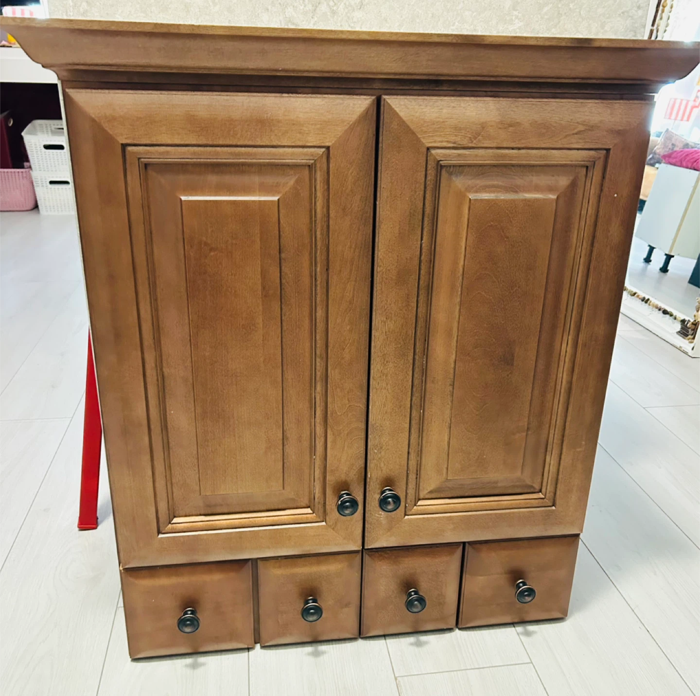 Brown Wooden Cabinet with Drawers