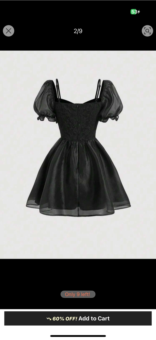 Black Puff Sleeve Corset Mini Dress - photo 2