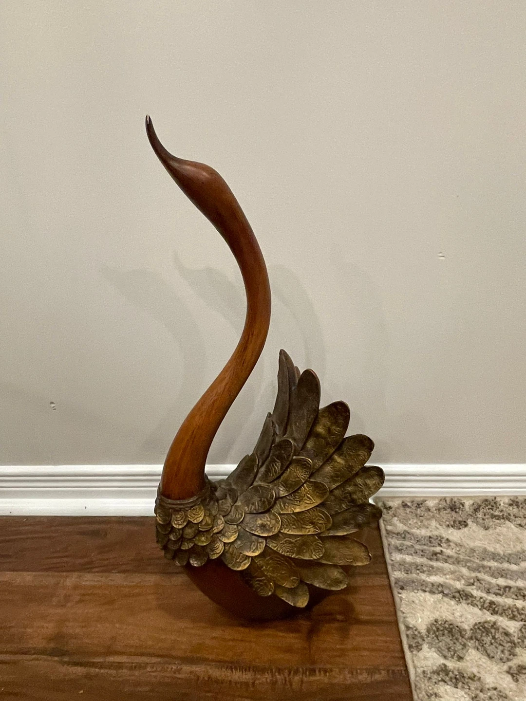 Swan Statue Wood & Metal