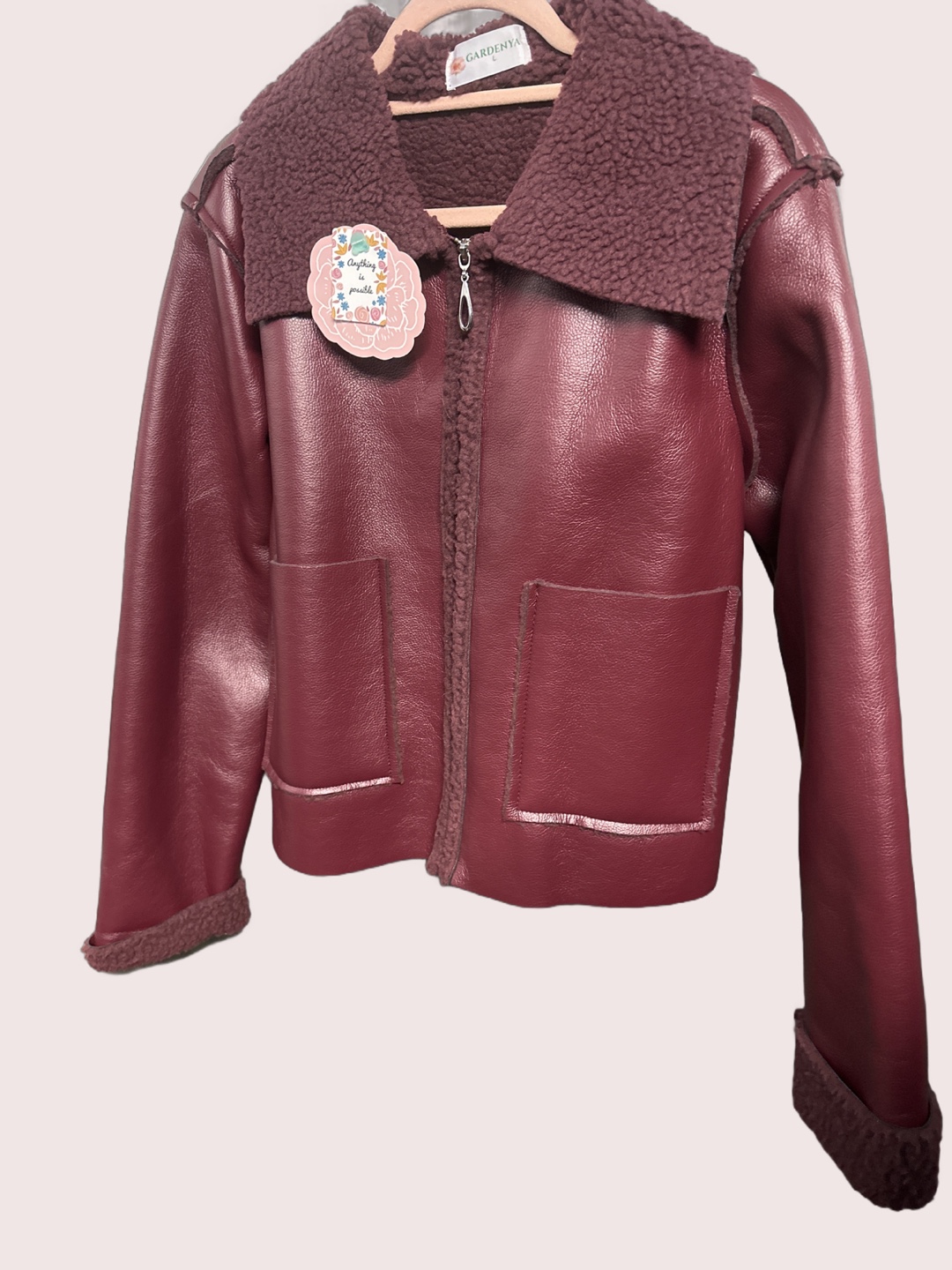 Gardenya Burgundy Faux Leather Jacket - Size L