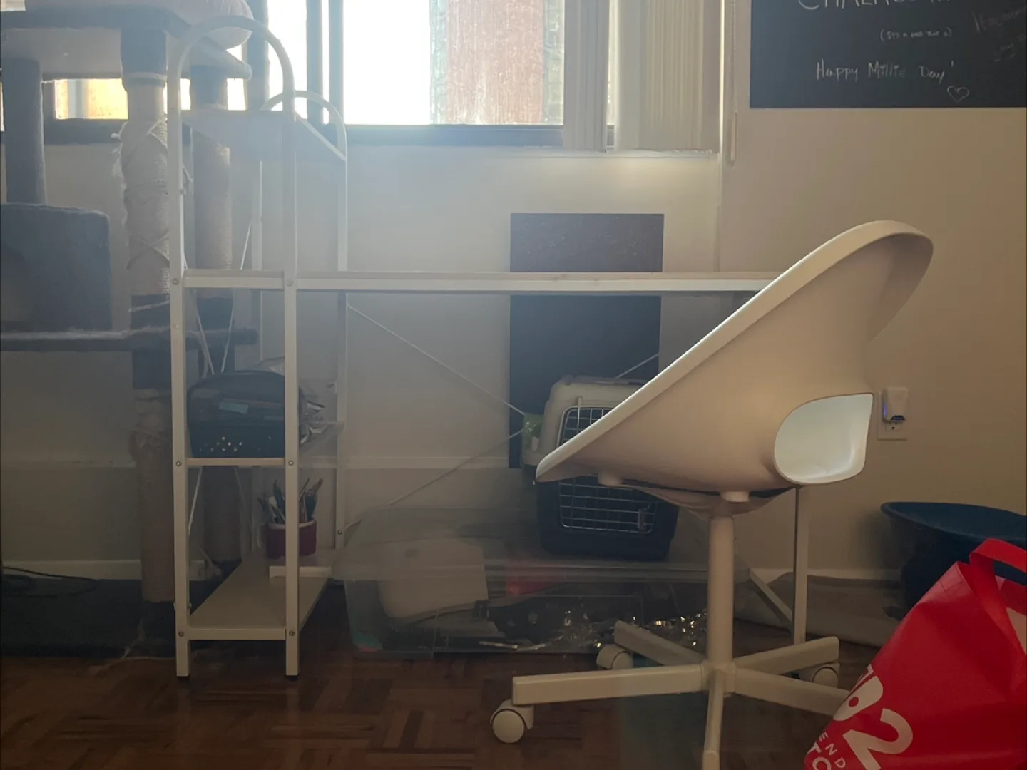 White Desk with Shelves and Rolling Chair thumbnail