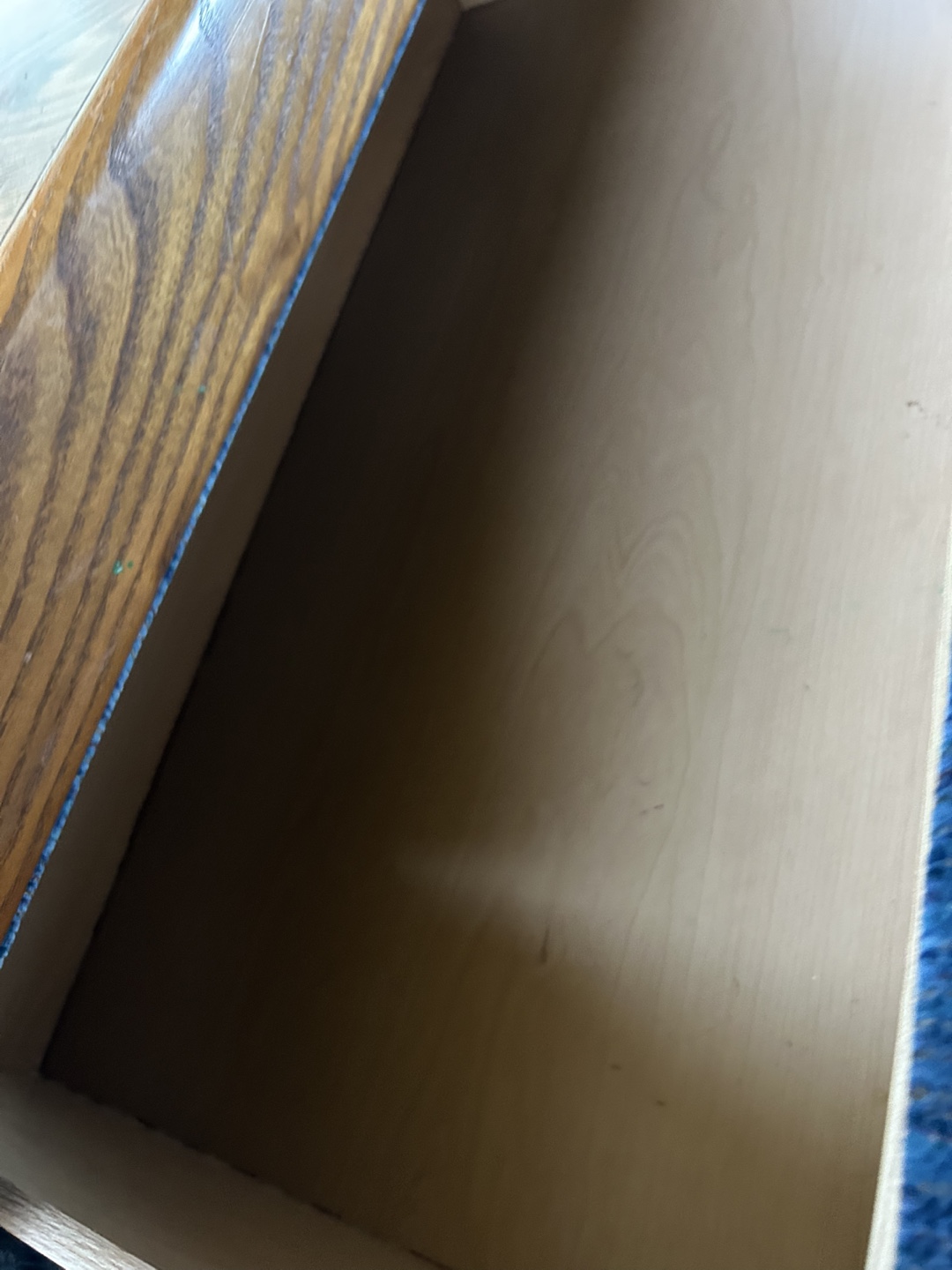 Oak Tabletop & Blue Upholstered Ottoman - photo 4