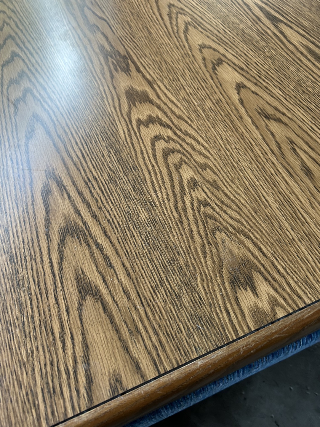 Oak Tabletop & Blue Upholstered Ottoman - photo 5