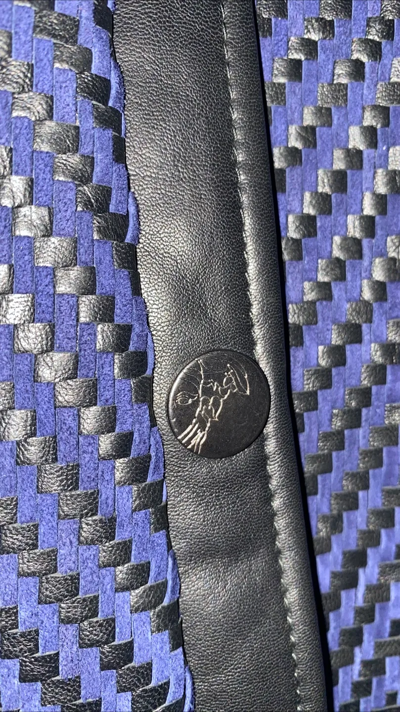 Versace Collection Leather & Woven Jacket image indicator(6)