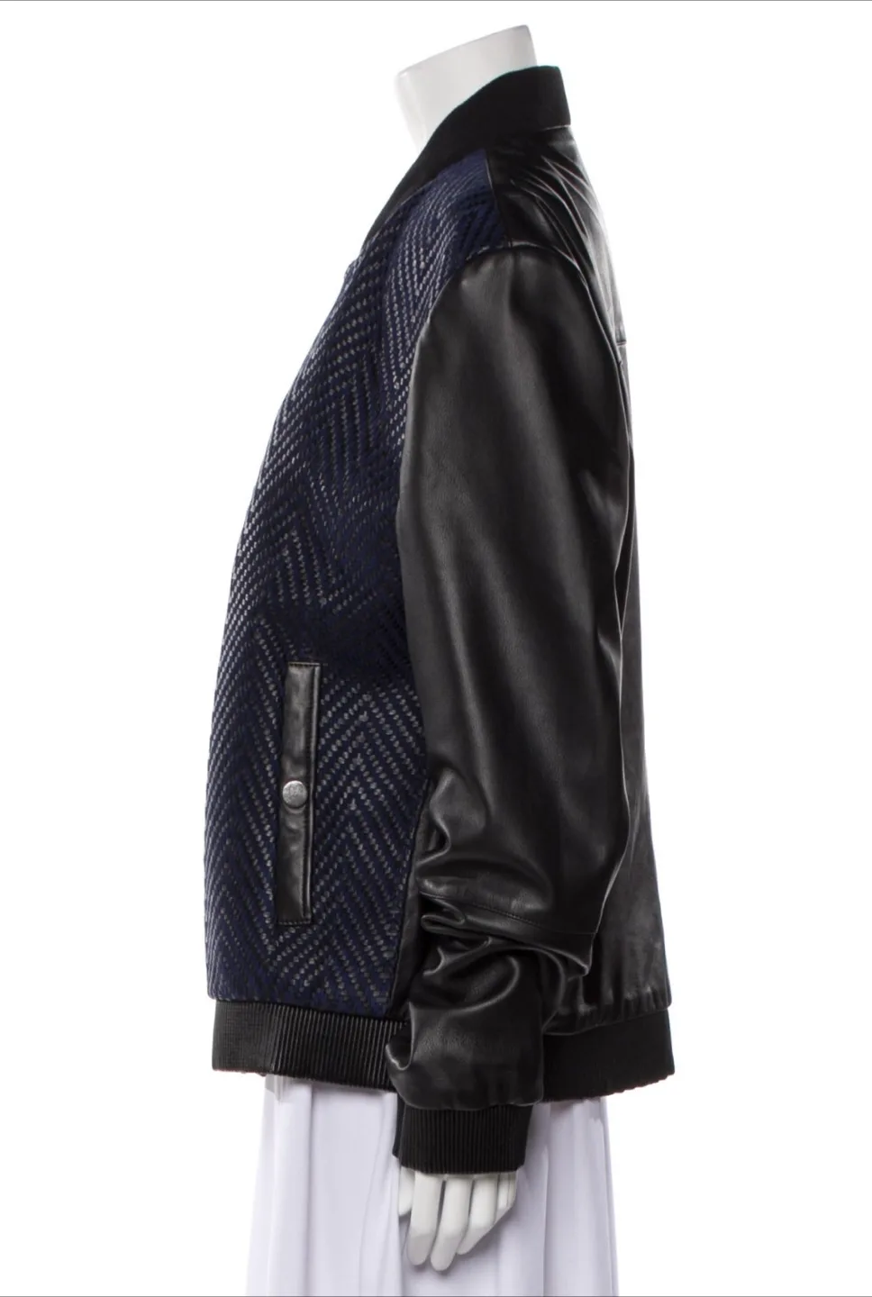 Versace Collection Leather & Woven Jacket image indicator(2)