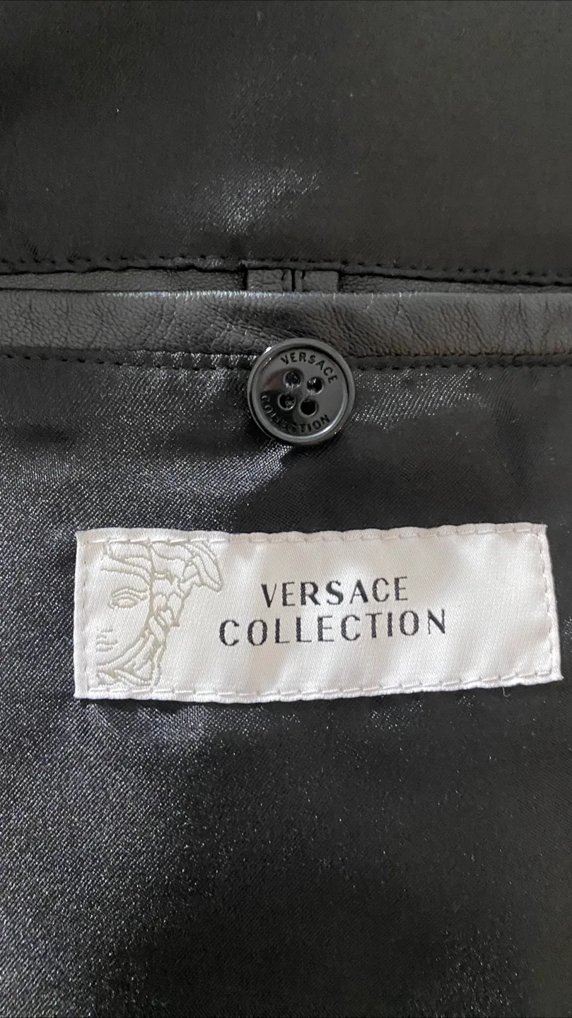 Versace Collection Leather & Woven Jacket image indicator(7)