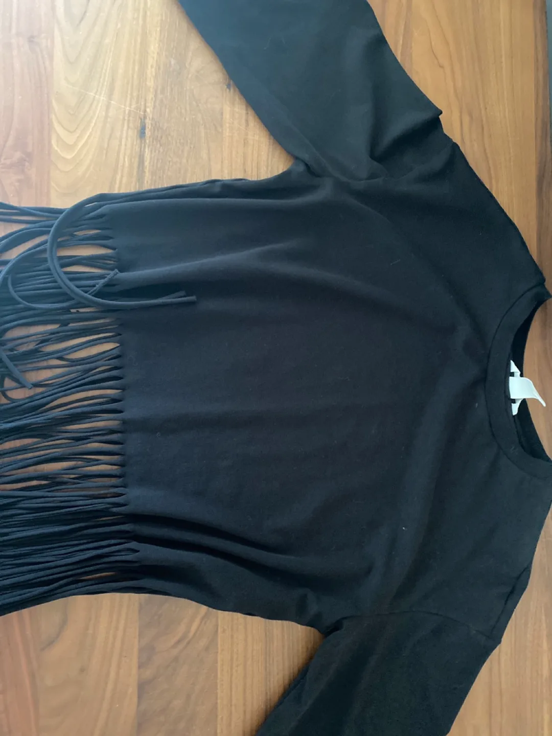 H&M Black Fringe Top - Size Small thumbnail