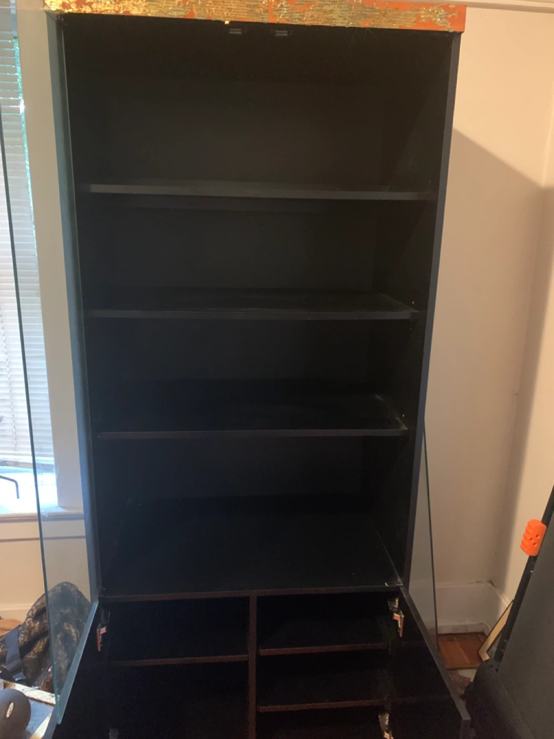 Black and tan display cabinet