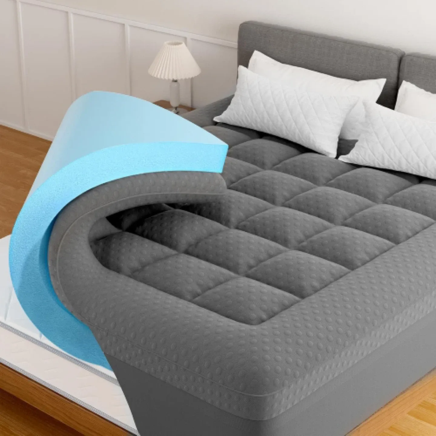 King 3” Double Layer Mattress Topper NEW IN BOX thumbnail